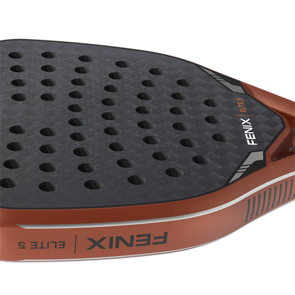 Padel racket Fenix Elite 5 by Siux USA, orange frame and black perforated hitting surface on Tampa Home & Garden Store