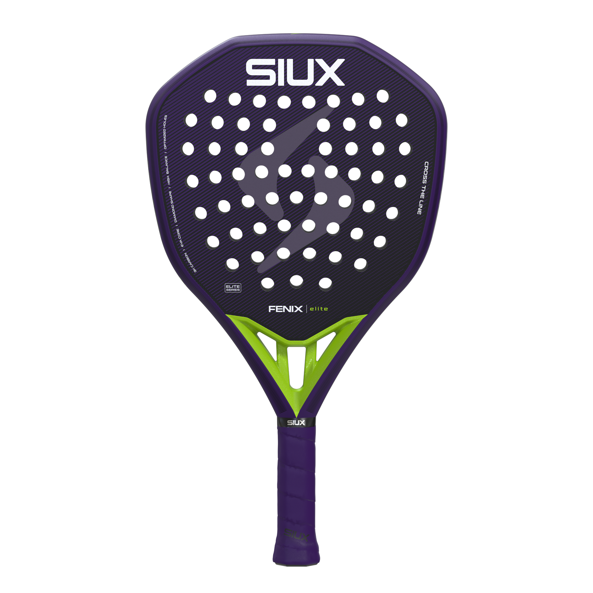 Fenix Elite 2026 padel racket by Siux USA, purple with lime-green accents on Tampa Home & Garden Store