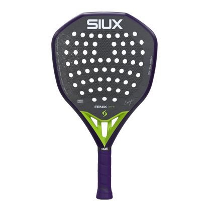 Padel racket Fenix Pro 2026 Glow Purple by Siux USA, grey perforated face and purple frame on Tampa Home & Garden Store