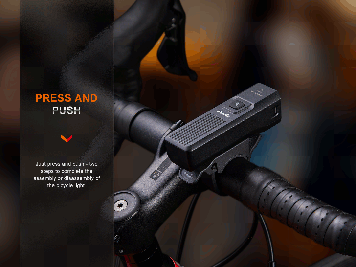 Bike light Fenix BC15R lightweight rechargeable on handlebars, black compact LED on Tampa Home & Garden Store