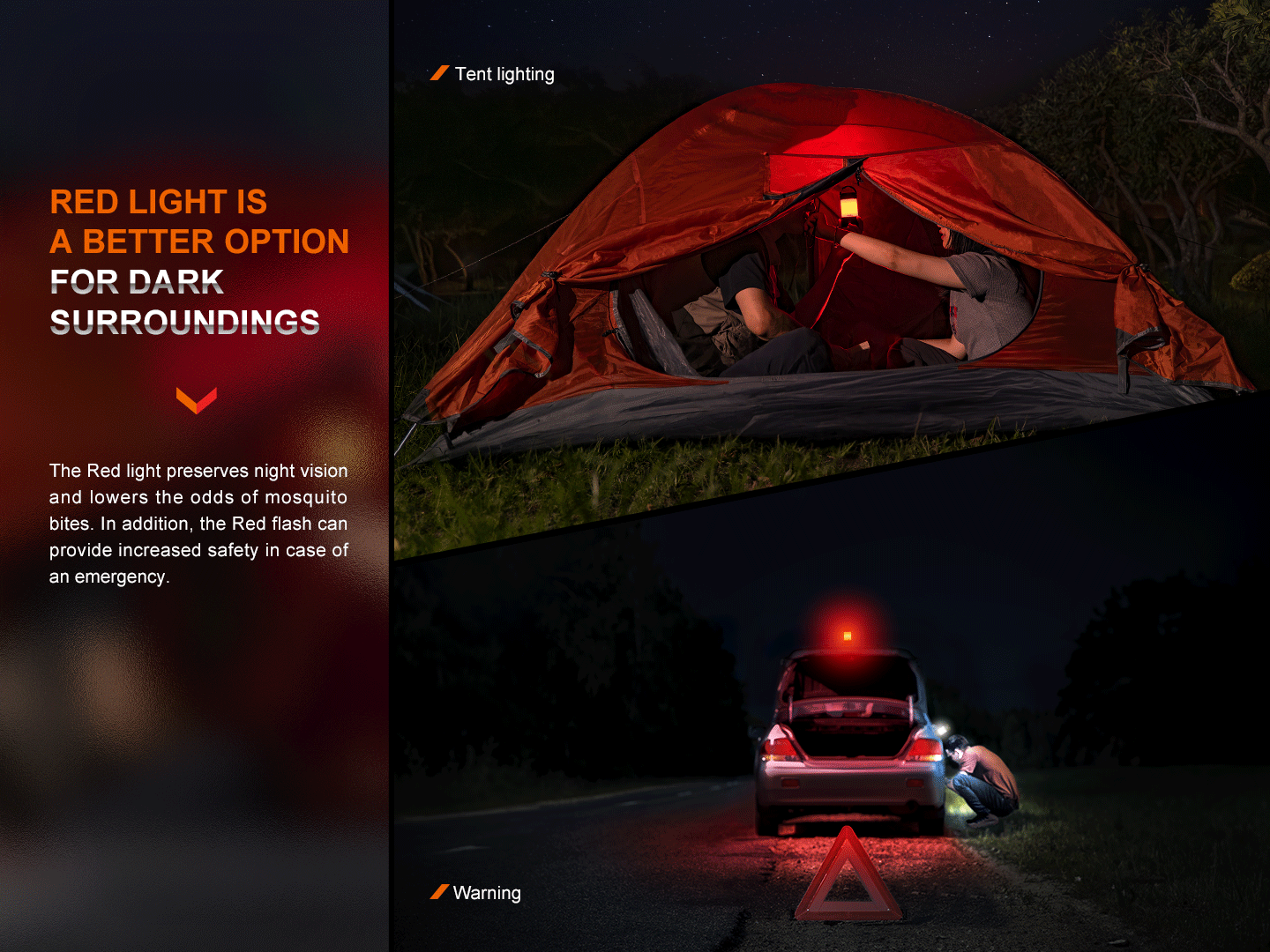 Fenix CL26R PRO LED rechargeable camping lantern with red light mode on Tampa Home & Garden Store