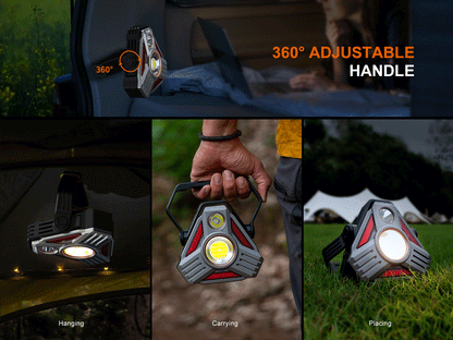 Fenix CP50R Road Hazard Lantern from Fenix Store, gray/red, 360° adjustable handle for camping on Tampa Home & Garden Store