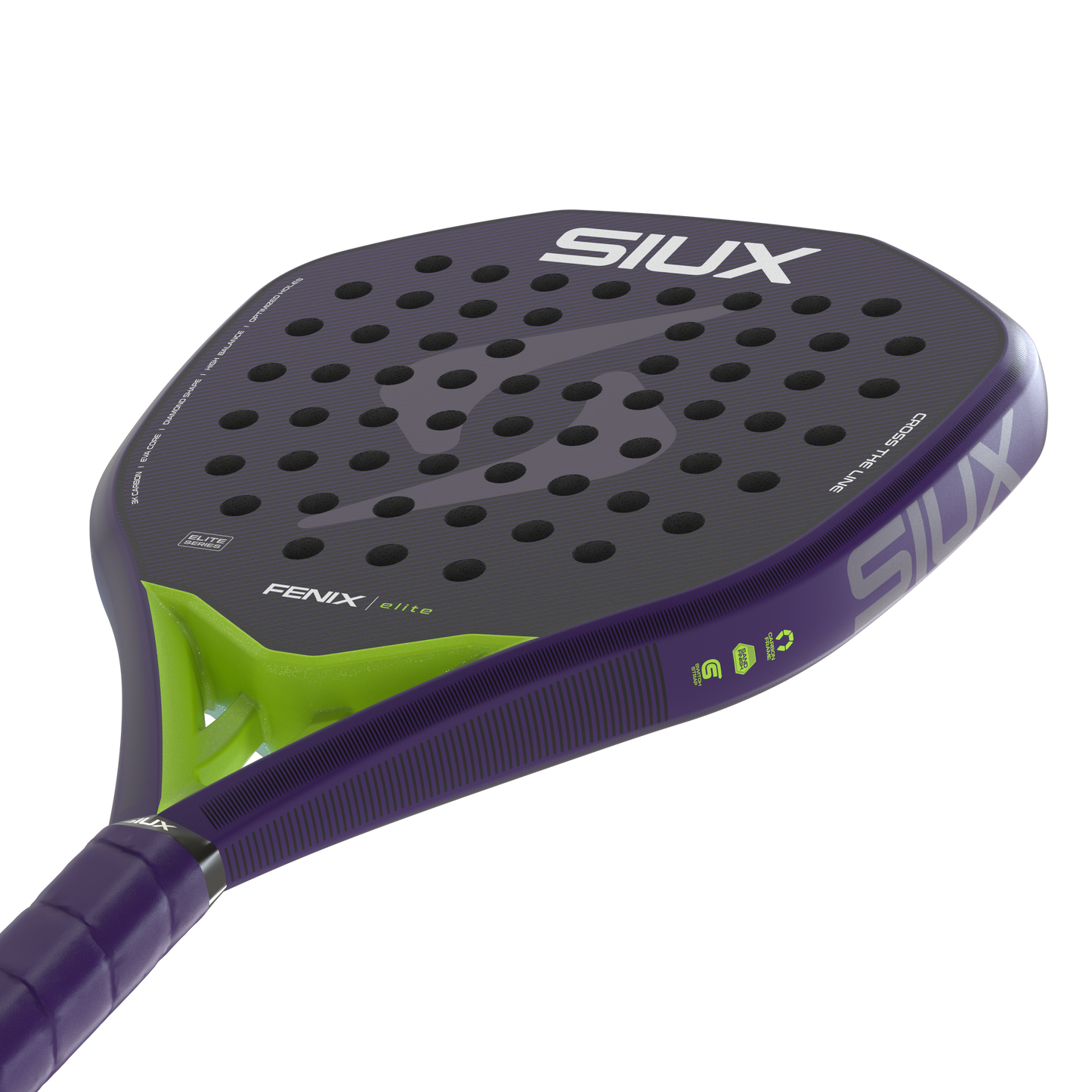Fenix Elite 2026 padel racket by Siux USA, purple with lime green grip on Tampa Home & Garden Store