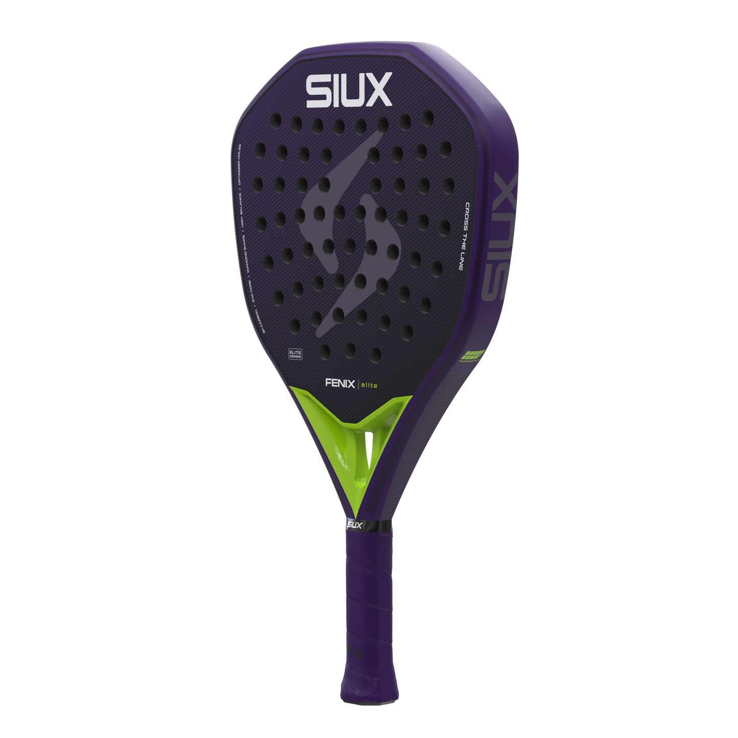 Fenix Elite 2026 padel racket by Siux USA, purple with neon lime accents and perforated face on Tampa Home & Garden Store