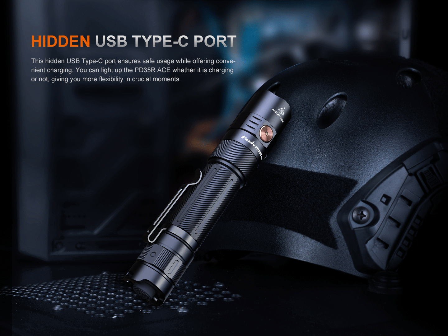 Fenix PD35R ACE multi-mode tactical flashlight black aluminum EDC handheld with clip on Tampa Home & Garden Store