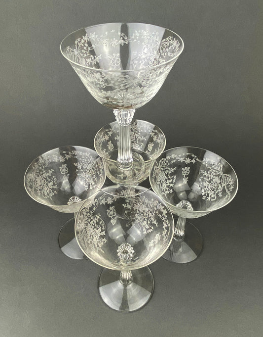 Fenton Champagne Stemware, Tall Sherbet Crystal Glasses.  Romance by Fenton.  Set of 6 Vintage Stemware. Fine Crystal. - Tampa Home & Garden Store