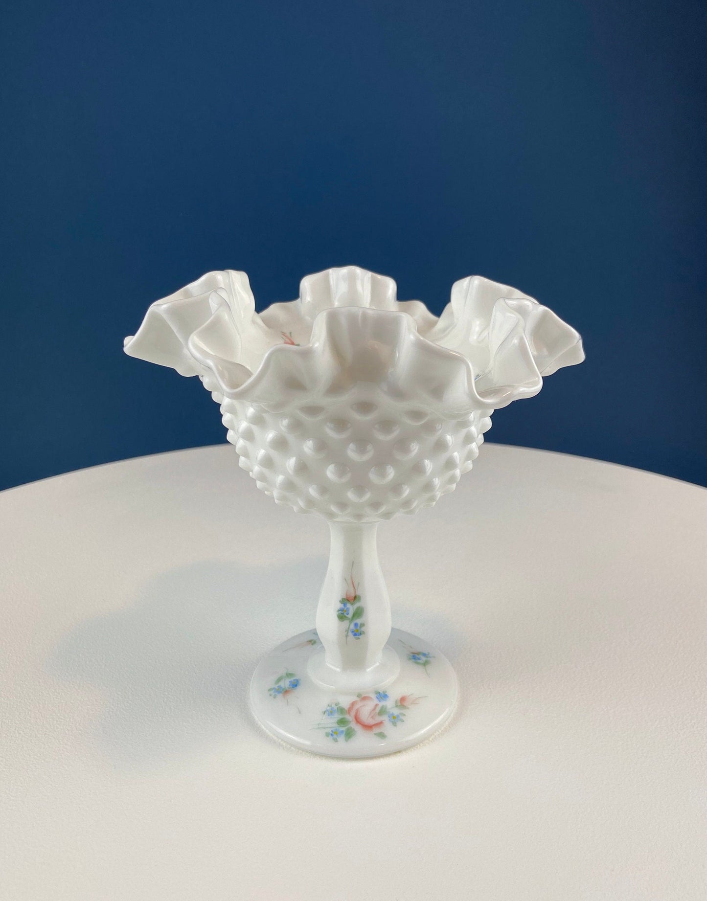 Fenton Handpainted Milk Glass Compote. White, Footed, Hobnail Bowl with Ruffled  Rim and Pastel Flowers. Wedding Gift. Modern Farmhouse. - Tampa Home & Garden Store