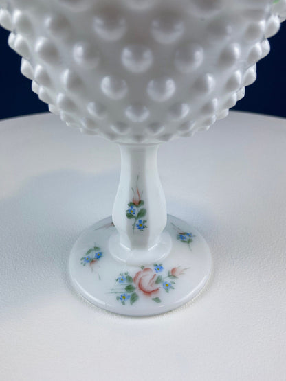 Fenton Handpainted Milk Glass Compote. White, Footed, Hobnail Bowl with Ruffled  Rim and Pastel Flowers. Wedding Gift. Modern Farmhouse. - Tampa Home & Garden Store