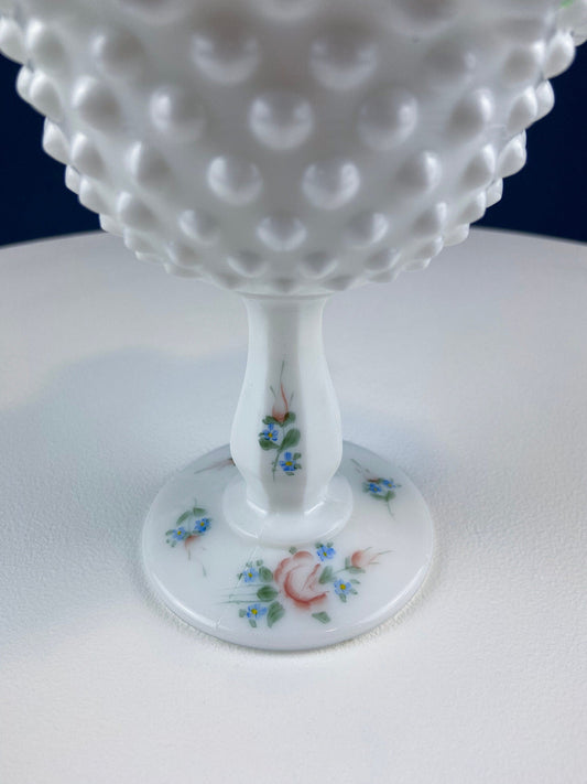 Fenton Handpainted Milk Glass Compote. White, Footed, Hobnail Bowl with Ruffled  Rim and Pastel Flowers. Wedding Gift. Modern Farmhouse. - Tampa Home & Garden Store