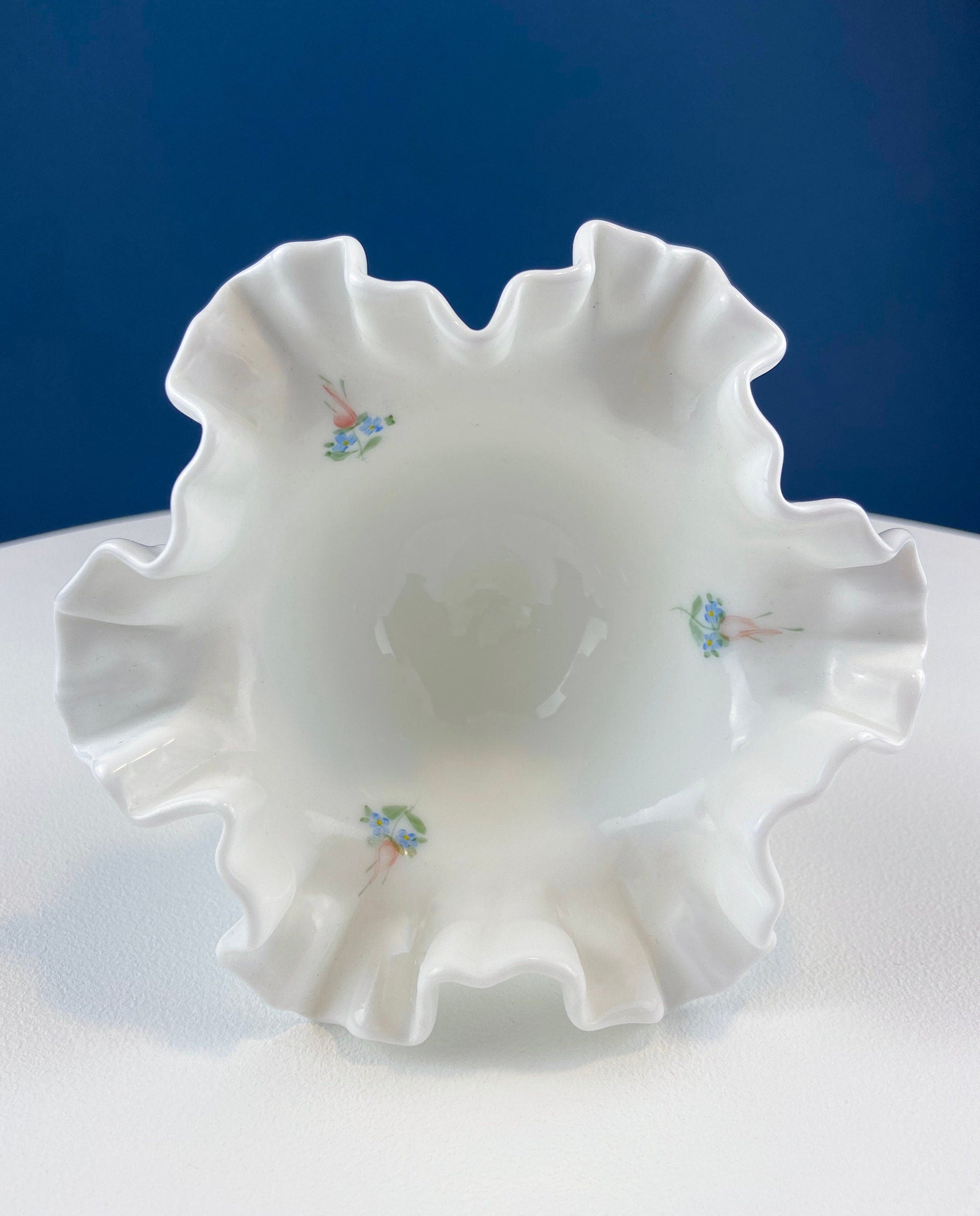 Fenton Handpainted Milk Glass Compote. White, Footed, Hobnail Bowl with Ruffled  Rim and Pastel Flowers. Wedding Gift. Modern Farmhouse. - Tampa Home & Garden Store