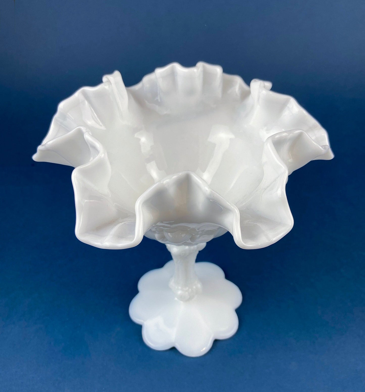 Fenton Handpainted Milk Glass Compote. White, Footed, Hobnail Bowl with Ruffled  Rim and Pastel Flowers. Wedding Gift. Modern Farmhouse. - Tampa Home & Garden Store