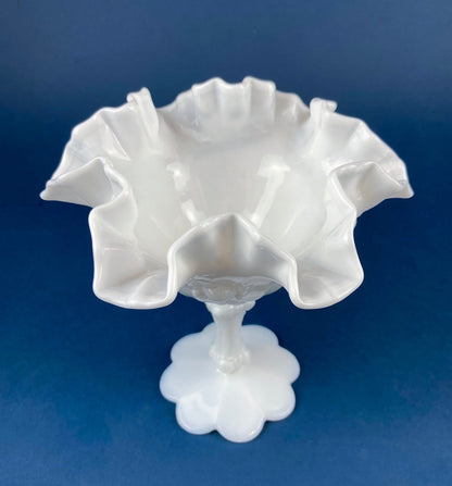 Fenton Handpainted Milk Glass Compote. White, Footed, Hobnail Bowl with Ruffled  Rim and Pastel Flowers. Wedding Gift. Modern Farmhouse. - Tampa Home & Garden Store