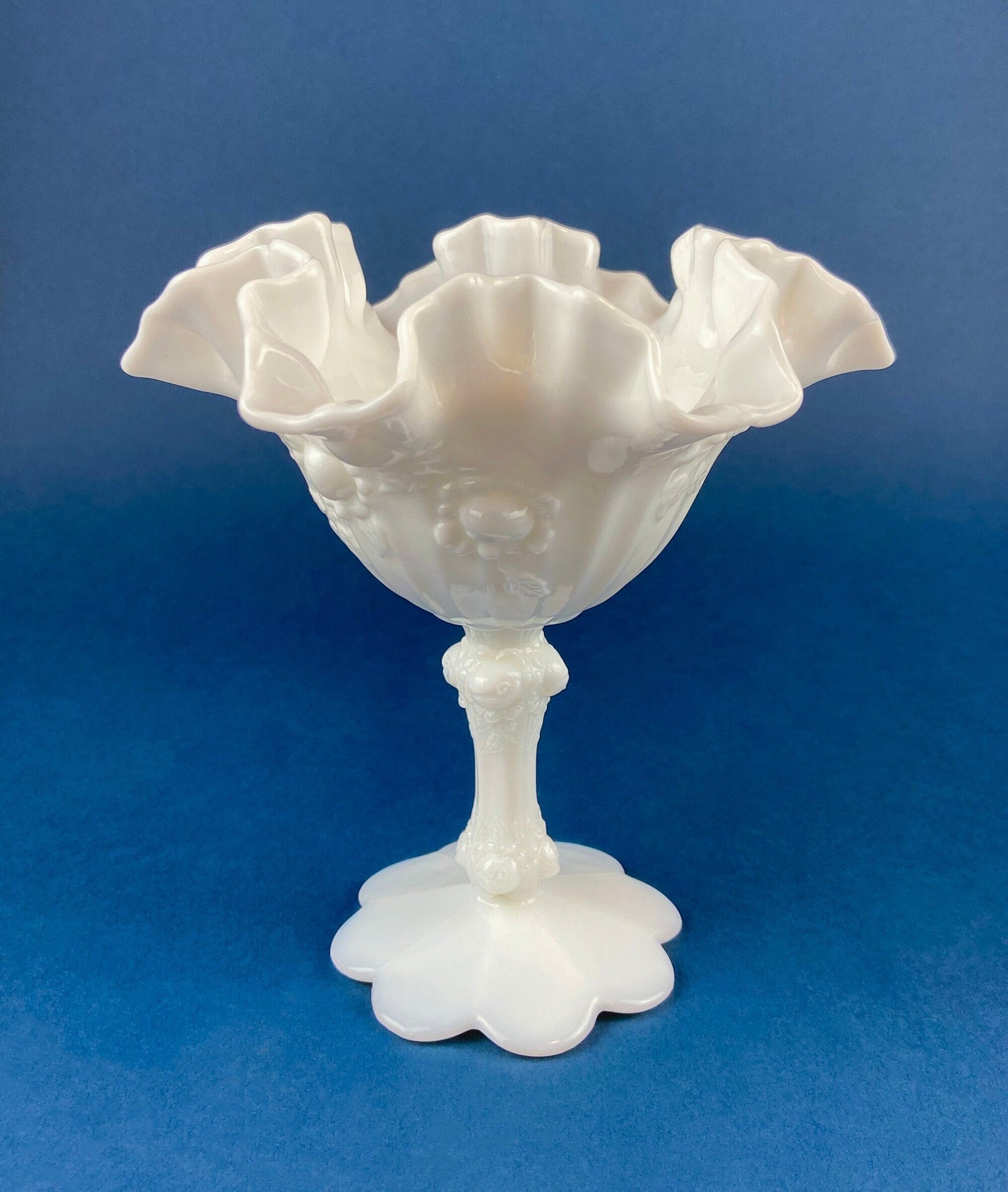 Fenton Handpainted Milk Glass Compote. White, Footed, Hobnail Bowl with Ruffled  Rim and Pastel Flowers. Wedding Gift. Modern Farmhouse. - Tampa Home & Garden Store