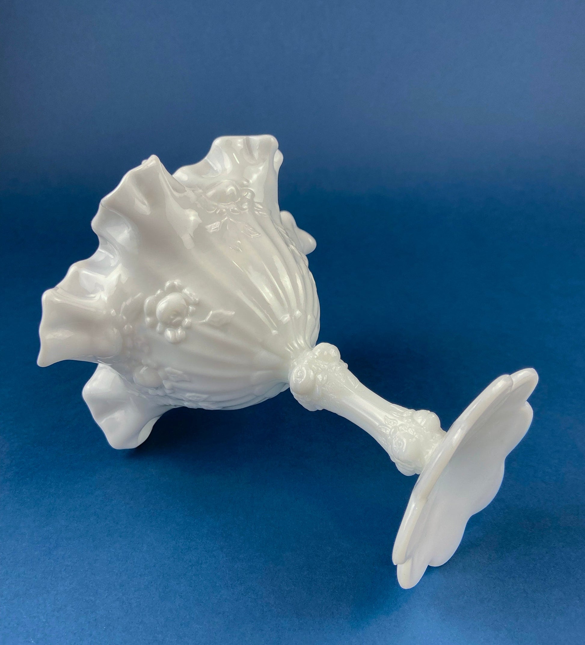 Fenton Handpainted Milk Glass Compote. White, Footed, Hobnail Bowl with Ruffled  Rim and Pastel Flowers. Wedding Gift. Modern Farmhouse. - Tampa Home & Garden Store