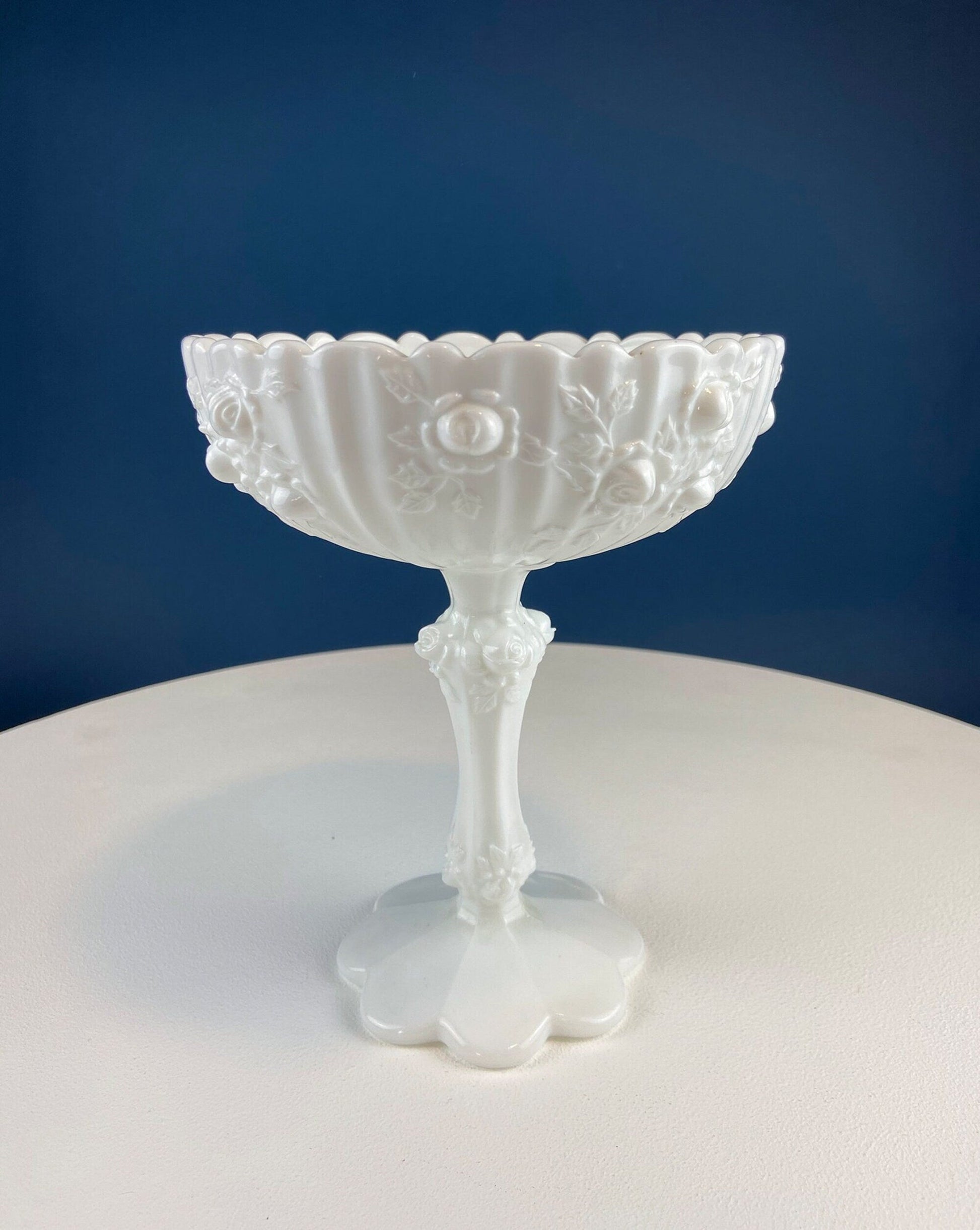 Fenton Handpainted Milk Glass Compote. White, Footed, Hobnail Bowl with Ruffled  Rim and Pastel Flowers. Wedding Gift. Modern Farmhouse. - Tampa Home & Garden Store