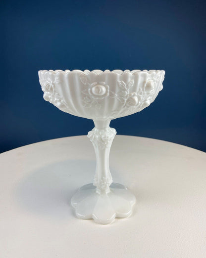 Fenton Handpainted Milk Glass Compote. White, Footed, Hobnail Bowl with Ruffled  Rim and Pastel Flowers. Wedding Gift. Modern Farmhouse. - Tampa Home & Garden Store
