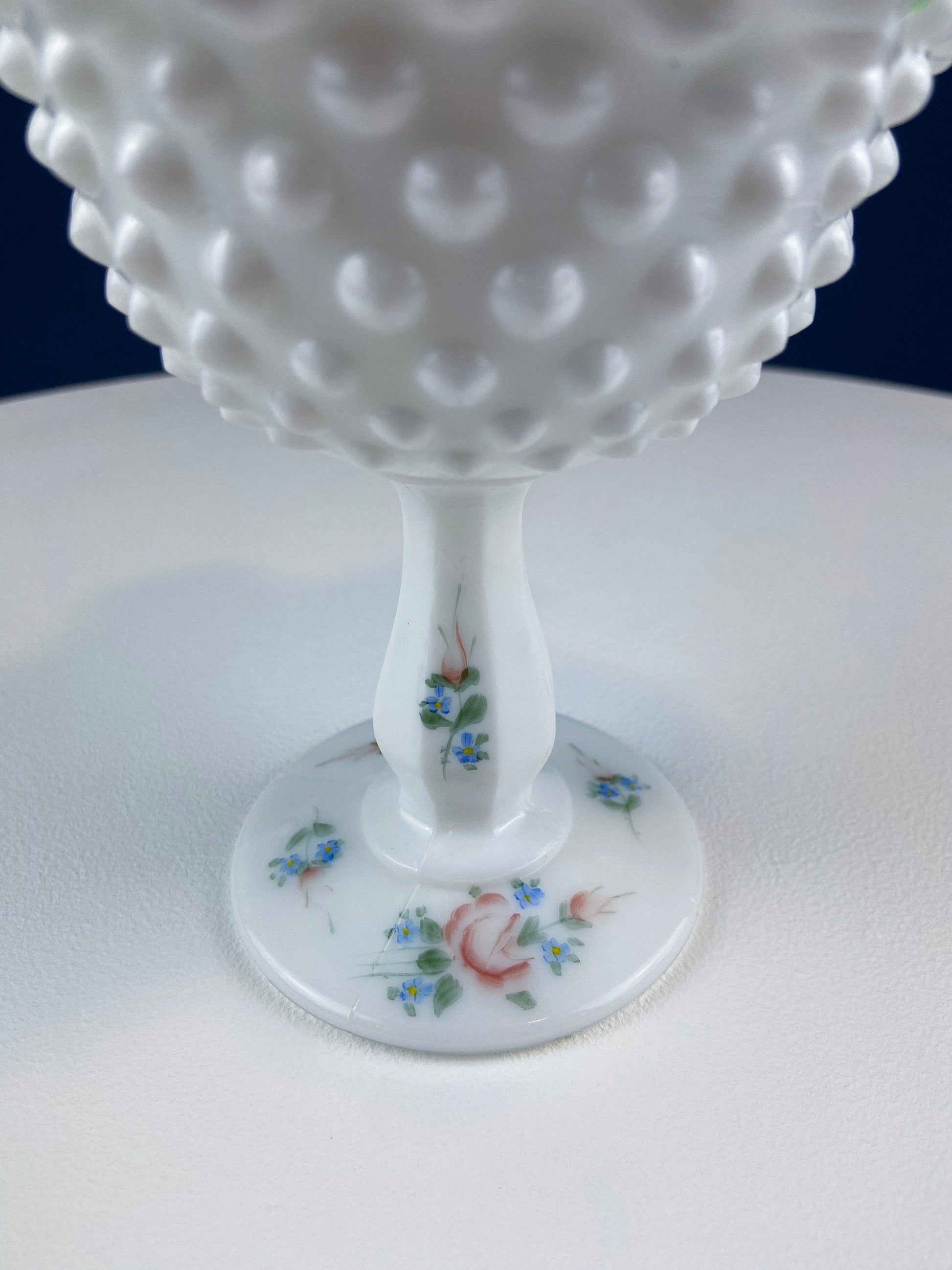 Fenton Handpainted Milk Glass Compote. White, Footed, Hobnail Bowl with Ruffled  Rim and Pastel Flowers. Wedding Gift. Modern Farmhouse. - Tampa Home & Garden Store