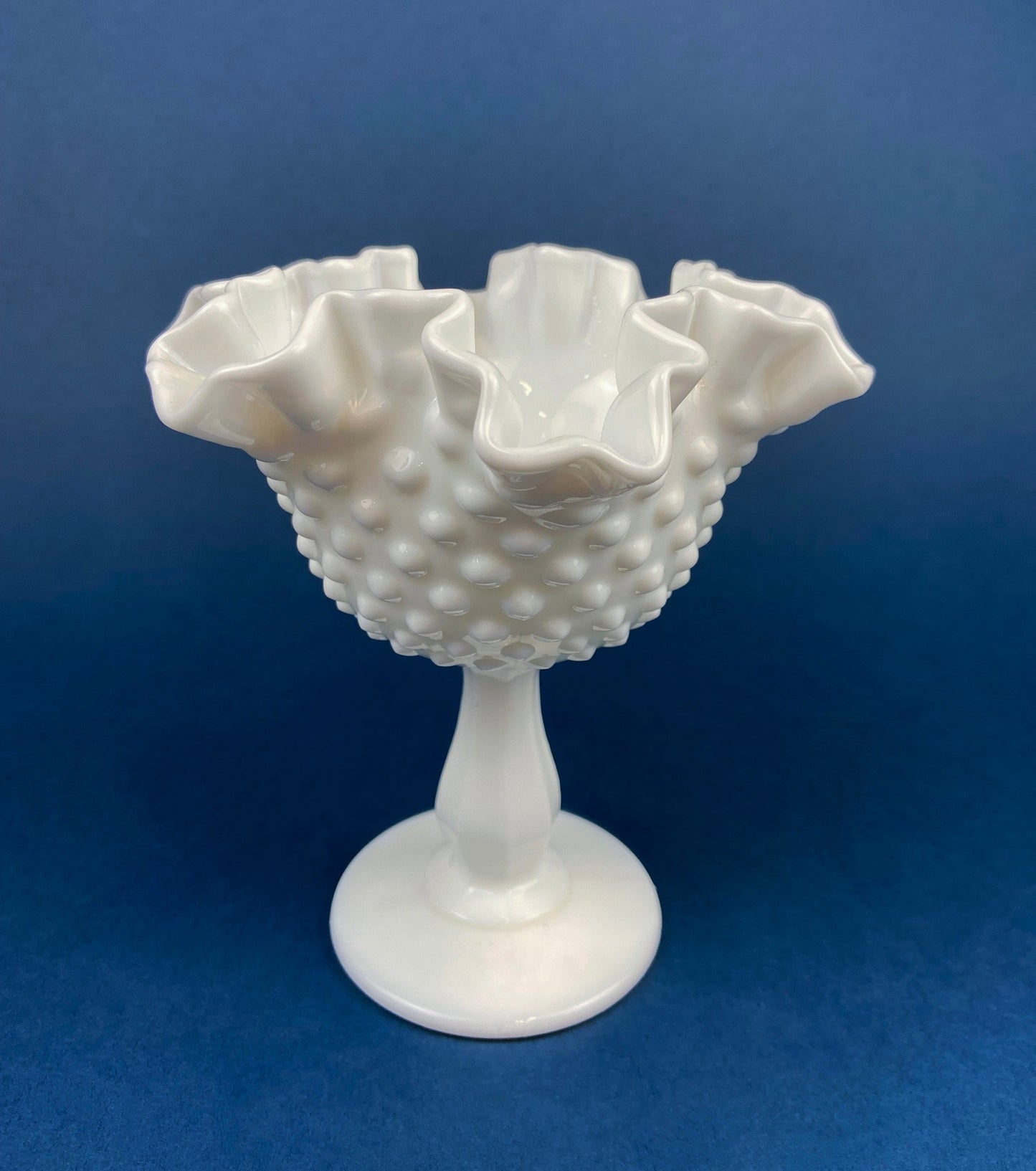 Fenton Milk Glass Compote. White, Footed, Hobnail Bowl with Scalloped and Ruffled  Rim. - Tampa Home & Garden Store