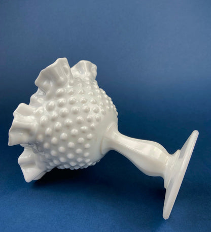 Fenton Milk Glass Compote. White, Footed, Hobnail Bowl with Scalloped and Ruffled  Rim. - Tampa Home & Garden Store