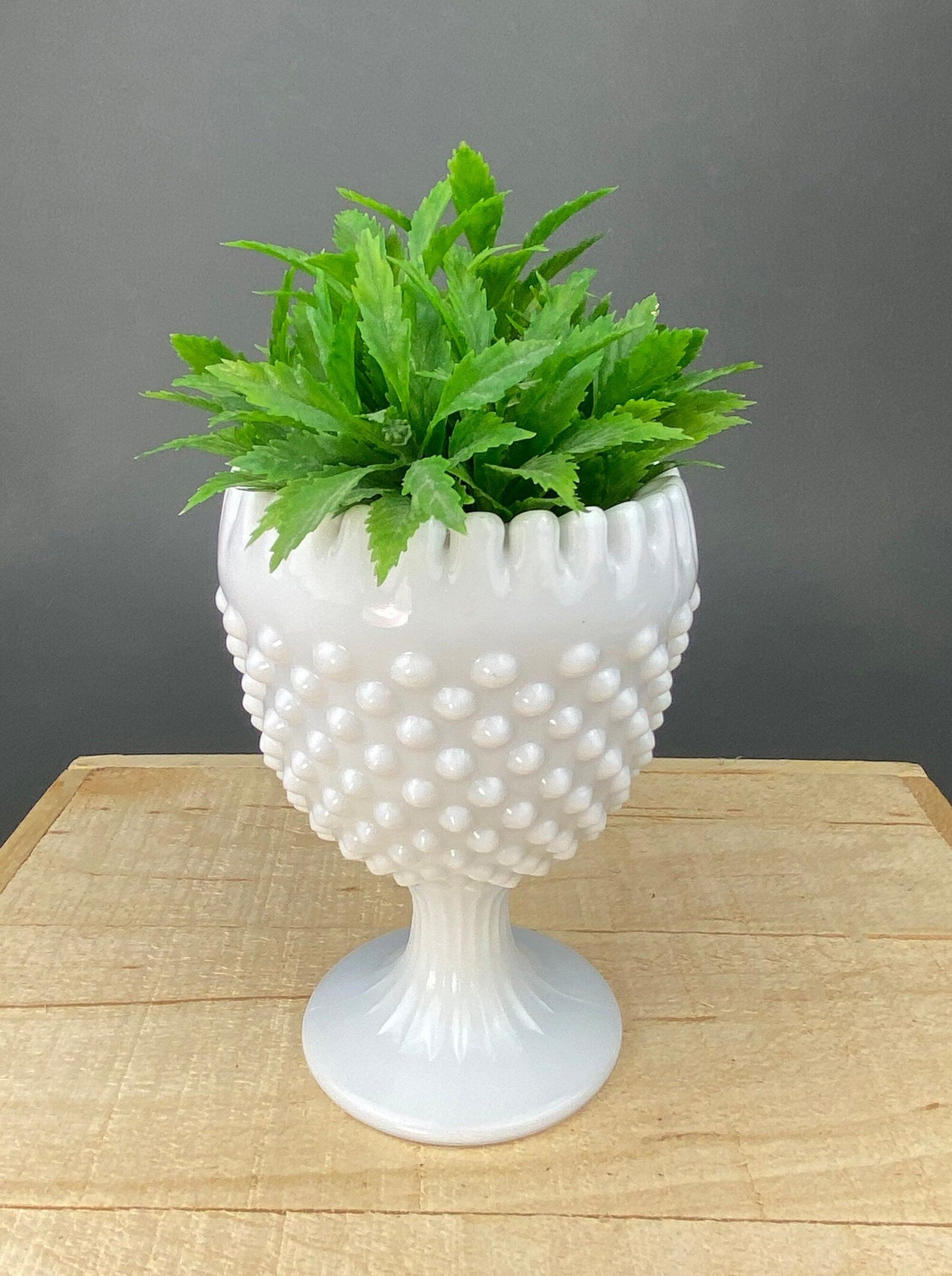 Fenton Milk Glass Compote. White, Footed, Hobnail Bowl with Scalloped and Ruffled  Rim. - Tampa Home & Garden Store