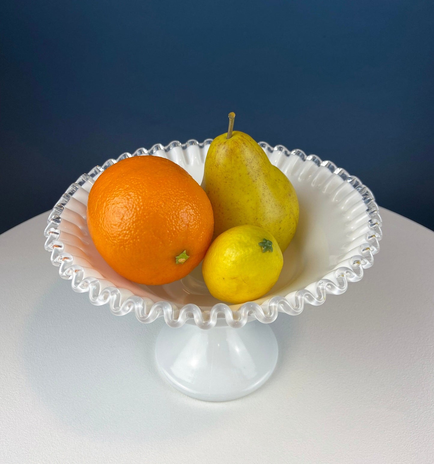 Fenton Milk Glass Footed Bowl with Silver Crest Ruffled Edge. Milk Glass  Collectible Compote by Fenton. - Tampa Home & Garden Store