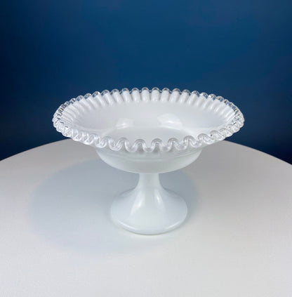 Fenton Milk Glass Footed Bowl with Silver Crest Ruffled Edge. Milk Glass  Collectible Compote by Fenton. - Tampa Home & Garden Store