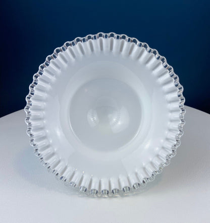 Fenton Milk Glass Footed Bowl with Silver Crest Ruffled Edge. Milk Glass  Collectible Compote by Fenton. - Tampa Home & Garden Store
