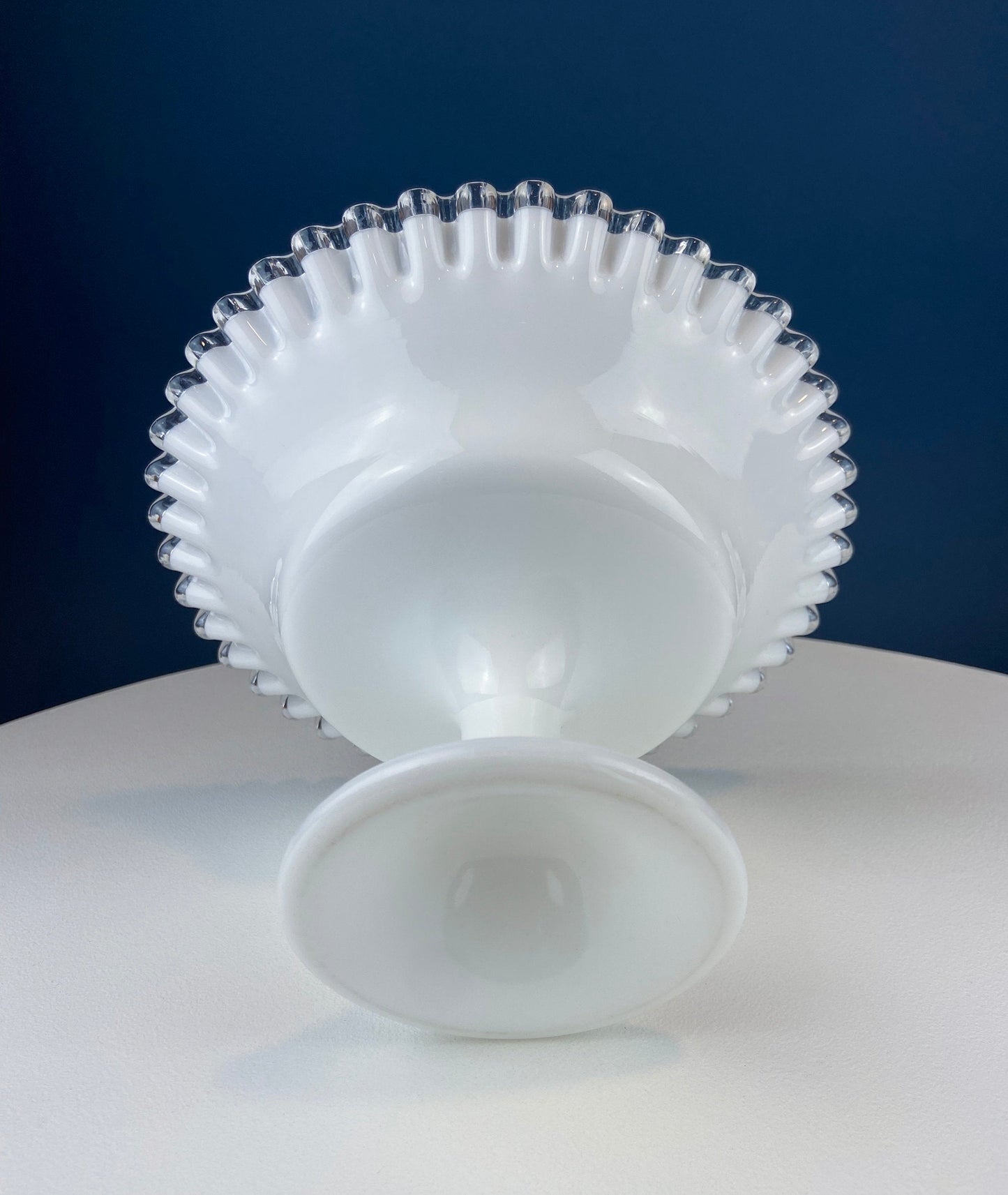 Fenton Milk Glass Footed Bowl with Silver Crest Ruffled Edge. Milk Glass  Collectible Compote by Fenton. - Tampa Home & Garden Store