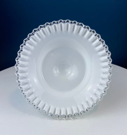 Fenton Milk Glass Hobnail Footed Bowl with Ruffled Edge. Collectible Compote. White Serving Dish. Dining Room Decor. Table Centerpiece. - Tampa Home & Garden Store