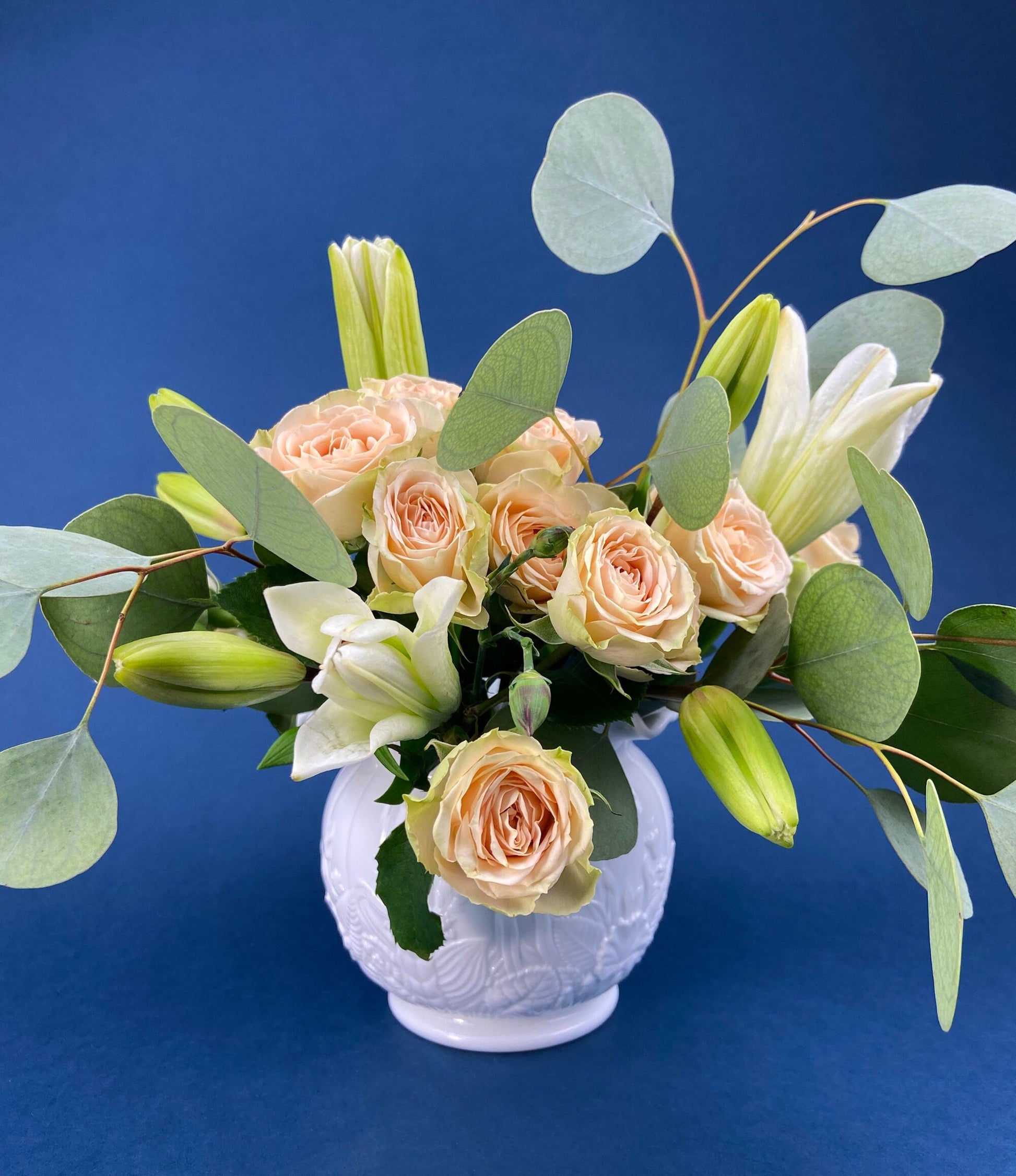 Fenton Milk Glass Vase. Vase with Embossed Wild Flowers and Ruffled Edge. White Bedroom Decor. Collectible Milk Glass. - Tampa Home & Garden Store