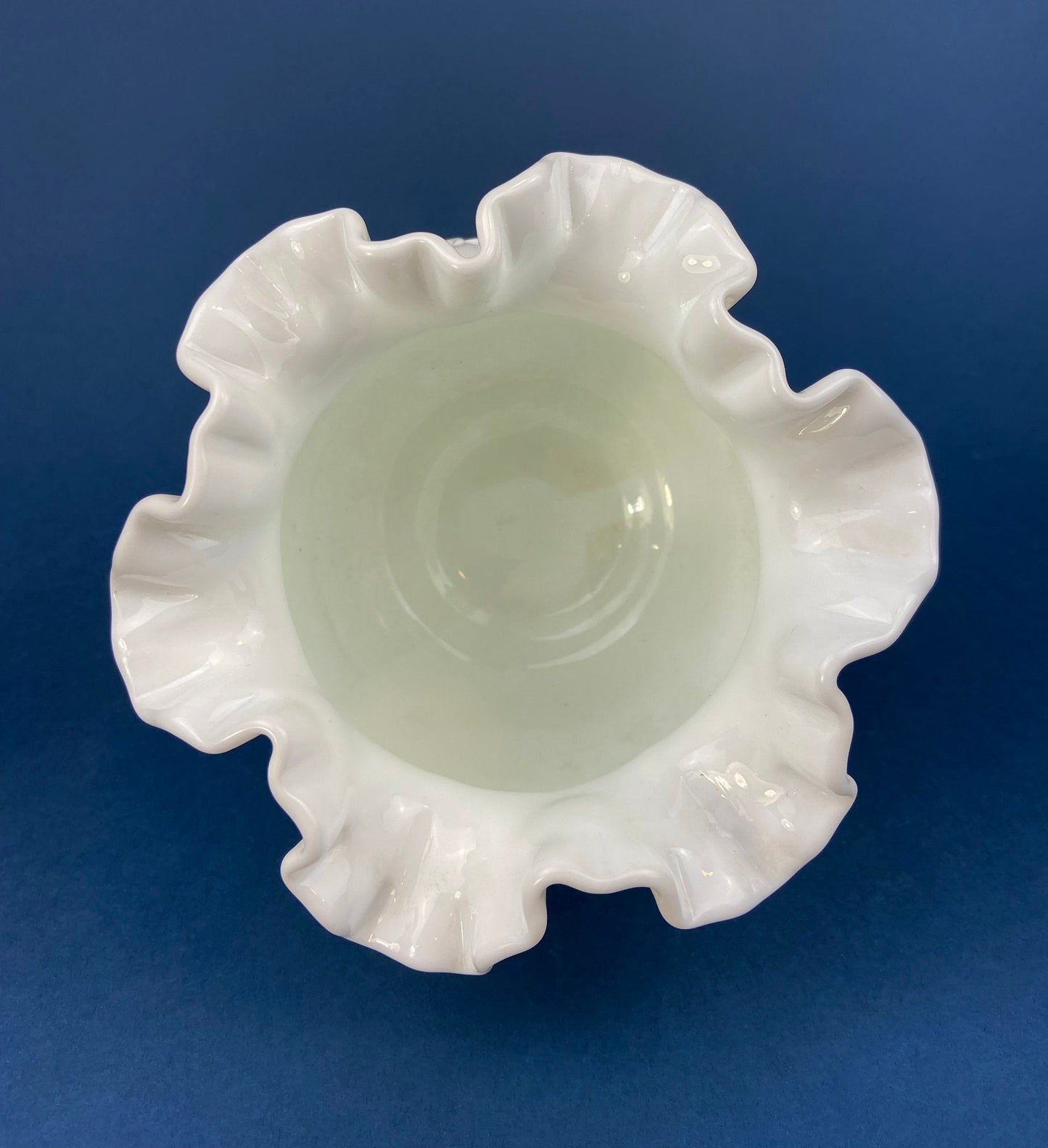 Fenton Milk Glass Vase. Vase with Embossed Wild Flowers and Ruffled Edge. White Bedroom Decor. Collectible Milk Glass. - Tampa Home & Garden Store
