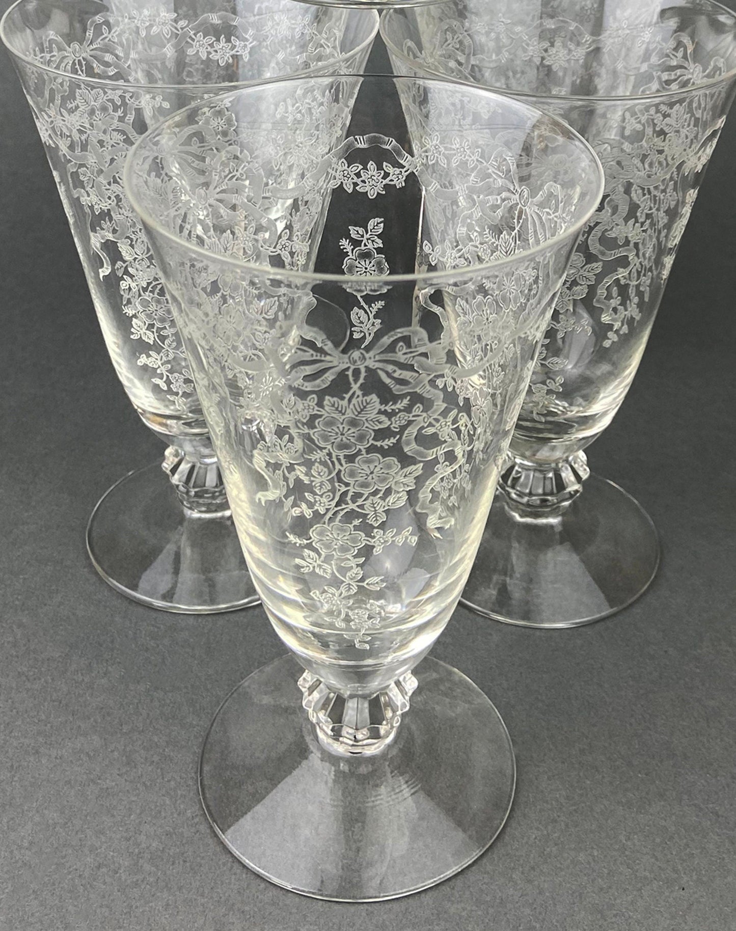 Fenton Water or Ice Tea Crystal Goblets.  Romance by Fenton Glasses.   Set of 6 Vintage Stemware - Tampa Home & Garden Store