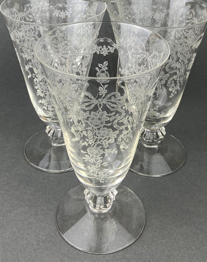 Fenton Water or Ice Tea Crystal Goblets.  Romance by Fenton Glasses.   Set of 6 Vintage Stemware - Tampa Home & Garden Store