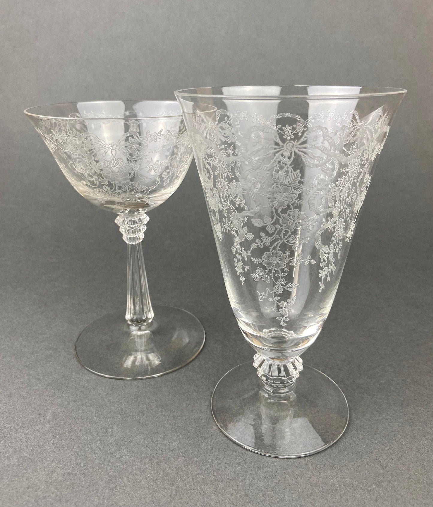 Fenton Water or Ice Tea Crystal Goblets.  Romance by Fenton Glasses.   Set of 6 Vintage Stemware - Tampa Home & Garden Store