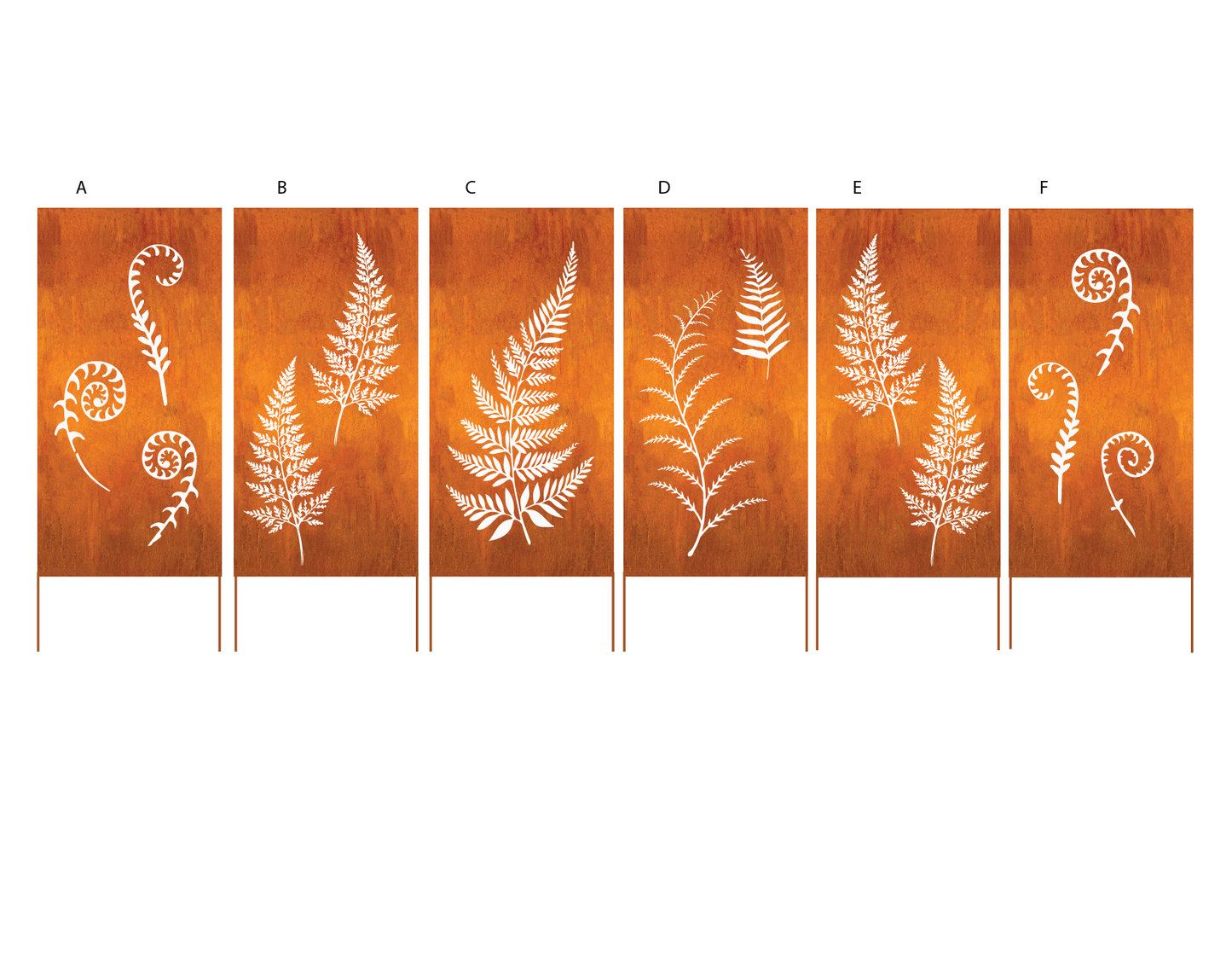 Privacy Screen for Deck six-panel rust-orange with white ferns Rustica Ornamentals on Tampa Home & Garden Store