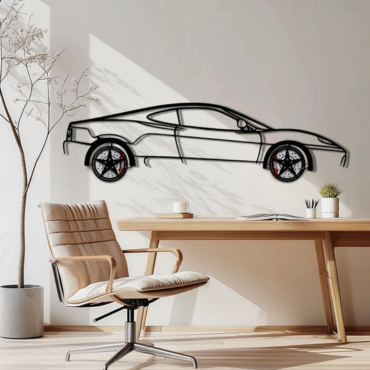 Ferrari 360 Modena Metal Car Wall Art with Rotating Wheels - Italian V8 Supercar Silhouette - Interactive Automotive Decor - KAFMEKA122 - Tampa Home & Garden Store