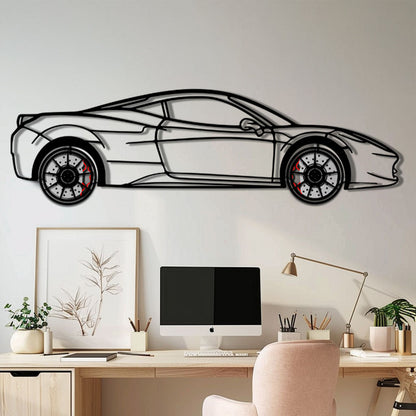 Ferrari 458 Italia Metal Car Wall Art with Rotating Wheels - V8 Supercar Silhouette Decor - Interactive Automotive Wall Art - KAFMEKA124 - Tampa Home & Garden Store