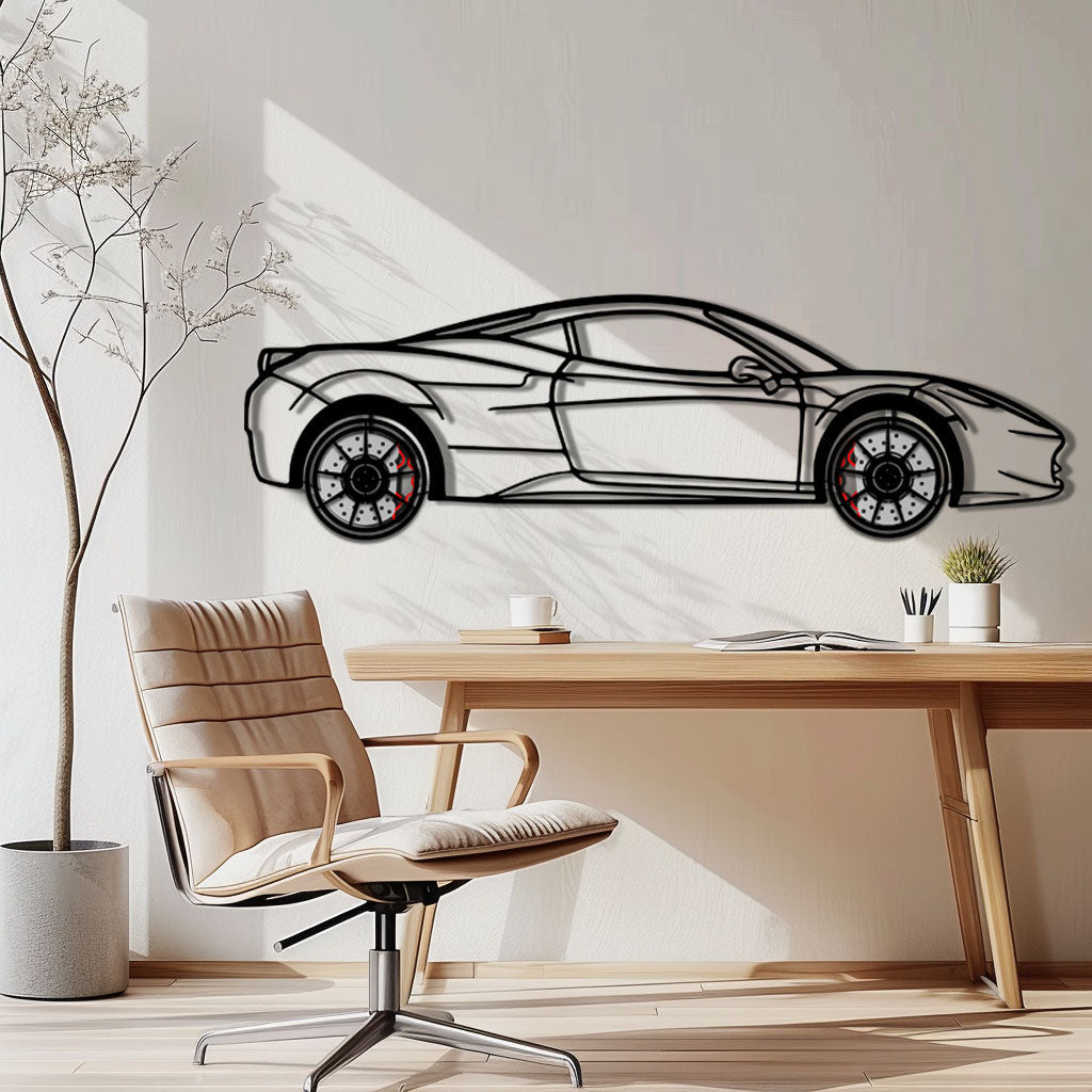 Ferrari 458 Italia Metal Car Wall Art with Rotating Wheels - V8 Supercar Silhouette Decor - Interactive Automotive Wall Art - KAFMEKA124 - Tampa Home & Garden Store