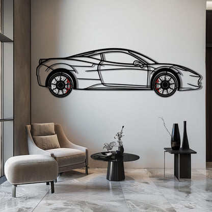 Ferrari 458 Italia Metal Car Wall Art with Rotating Wheels - V8 Supercar Silhouette Decor - Interactive Automotive Wall Art - KAFMEKA124 - Tampa Home & Garden Store