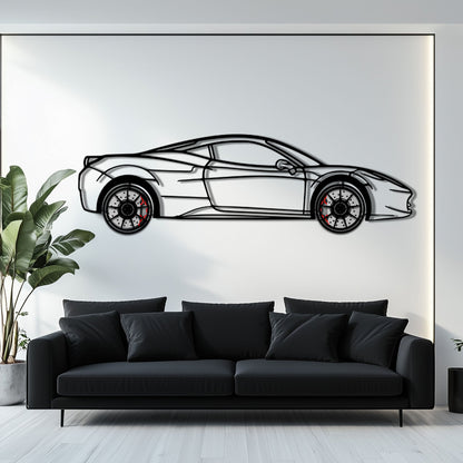 Ferrari 458 Italia Metal Car Wall Art with Rotating Wheels - V8 Supercar Silhouette Decor - Interactive Automotive Wall Art - KAFMEKA124 - Tampa Home & Garden Store