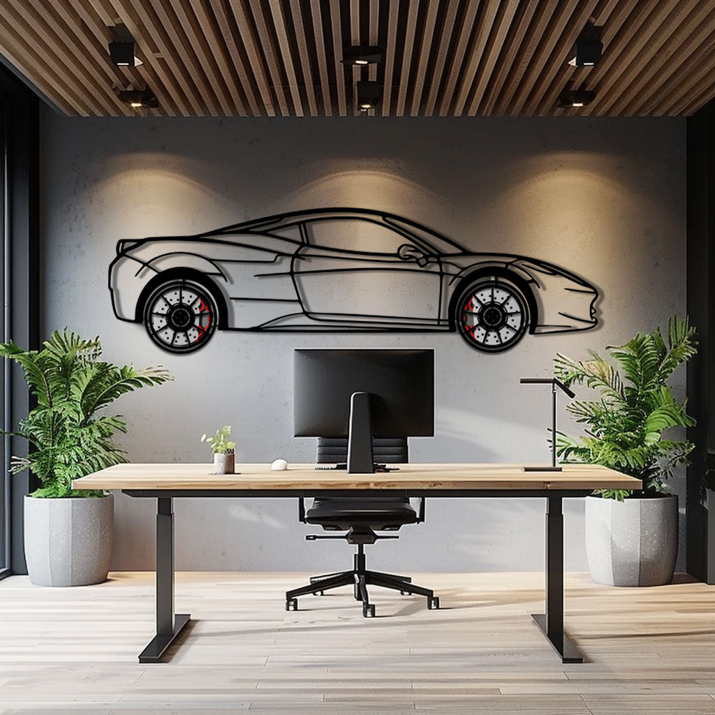 Ferrari 458 Italia Metal Car Wall Art with Rotating Wheels - V8 Supercar Silhouette Decor - Interactive Automotive Wall Art - KAFMEKA124 - Tampa Home & Garden Store
