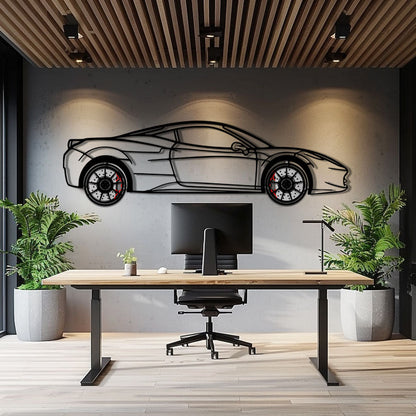 Ferrari 458 Italia Metal Car Wall Art with Rotating Wheels - V8 Supercar Silhouette Decor - Interactive Automotive Wall Art - KAFMEKA124 - Tampa Home & Garden Store