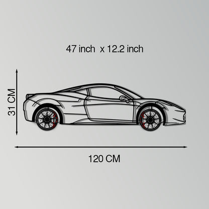 Ferrari 458 Italia Metal Car Wall Art with Rotating Wheels - V8 Supercar Silhouette Decor - Interactive Automotive Wall Art - KAFMEKA124 - Tampa Home & Garden Store