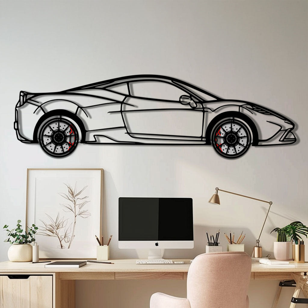 Ferrari 458 Speciale Metal Car Wall Art with Rotating Wheels - Track-Focused V8 Silhouette - Interactive Automotive Wall Decor - KAFMEKA125 - Tampa Home & Garden Store