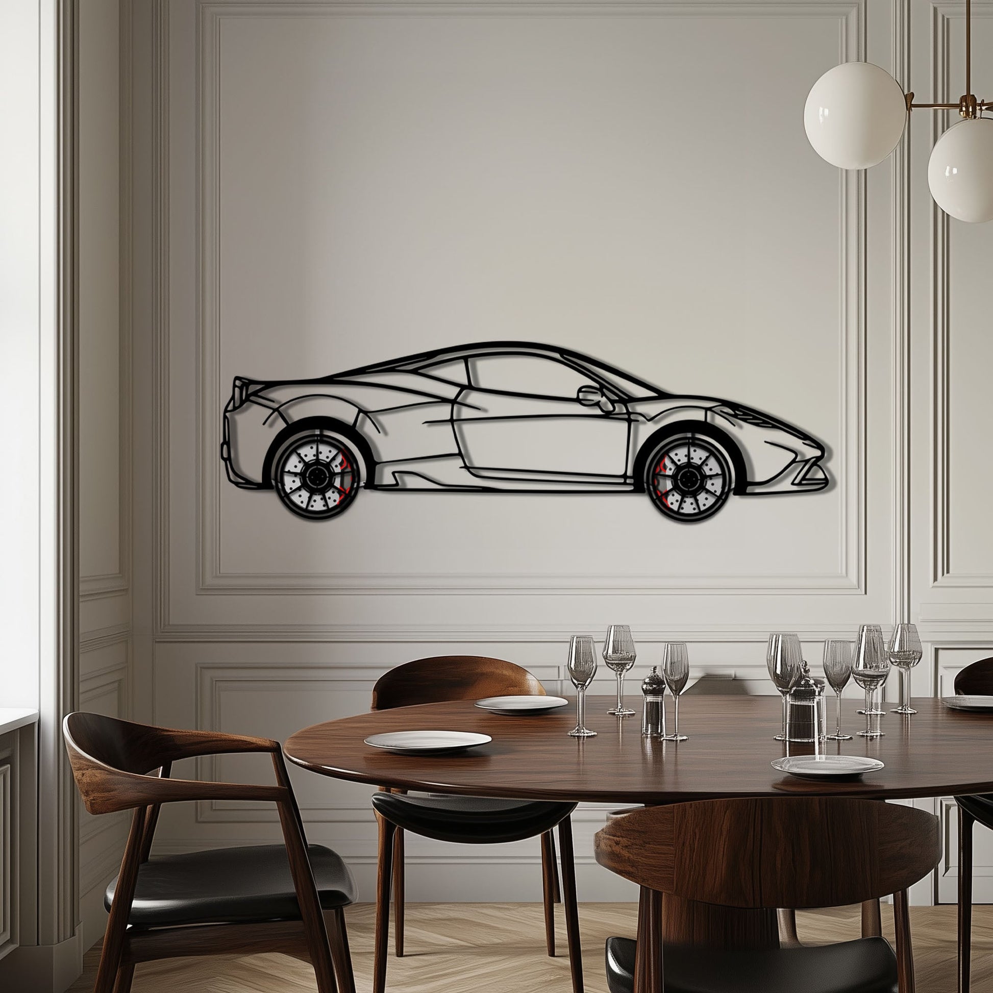 Ferrari 458 Speciale Metal Car Wall Art with Rotating Wheels - Track-Focused V8 Silhouette - Interactive Automotive Wall Decor - KAFMEKA125 - Tampa Home & Garden Store