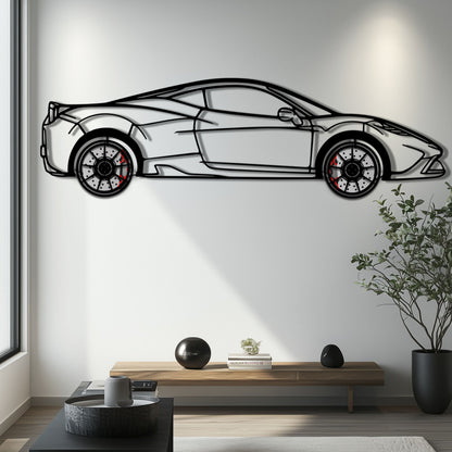 Ferrari 458 Speciale Metal Car Wall Art with Rotating Wheels - Track-Focused V8 Silhouette - Interactive Automotive Wall Decor - KAFMEKA125 - Tampa Home & Garden Store