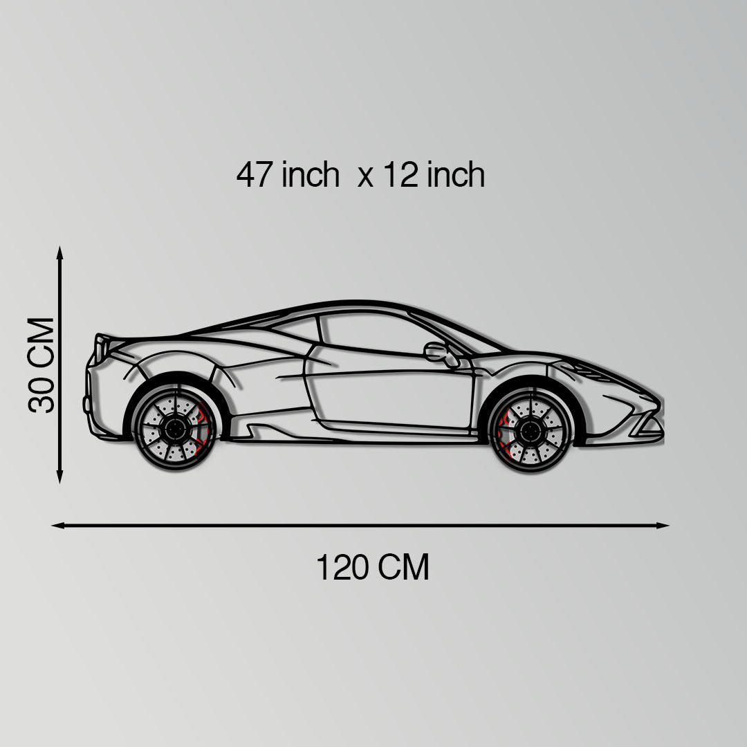 Ferrari 458 Speciale Metal Car Wall Art with Rotating Wheels - Track-Focused V8 Silhouette - Interactive Automotive Wall Decor - KAFMEKA125 - Tampa Home & Garden Store