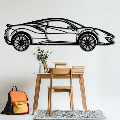 Ferrari 488 Pista Metal Car Wall Art with Rotating Wheels - Track-Focused Italian V8 Silhouette - Interactive Automotive Wall Decor - KAFMEKA128 - Tampa Home & Garden Store