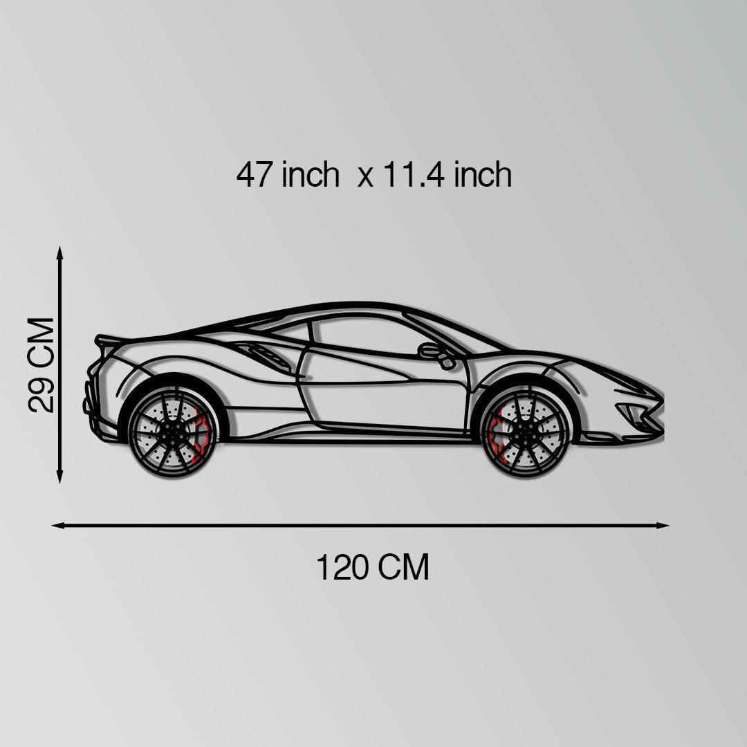 Ferrari 488 Pista Metal Car Wall Art with Rotating Wheels - Track-Focused Italian V8 Silhouette - Interactive Automotive Wall Decor - KAFMEKA128 - Tampa Home & Garden Store