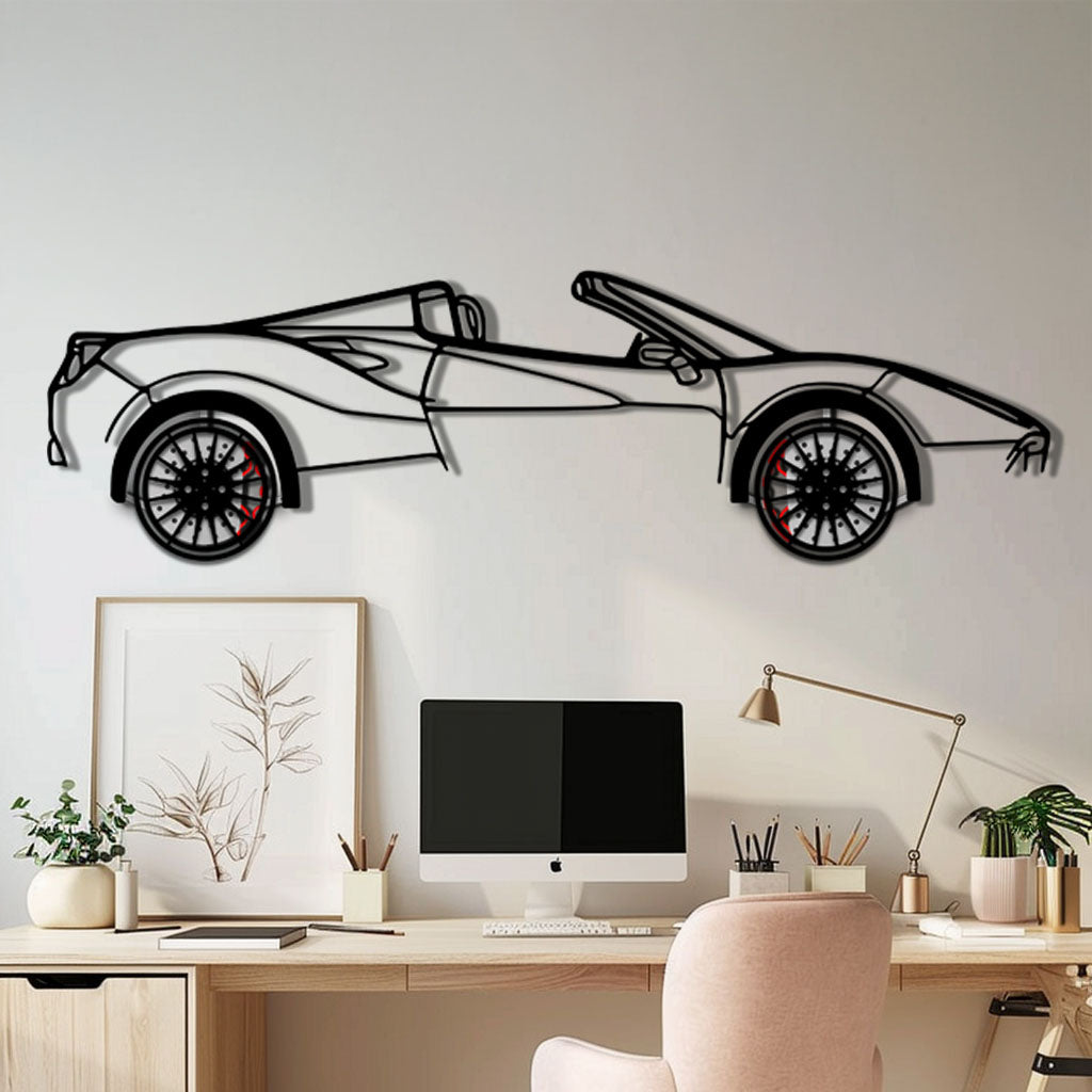 Ferrari 488 Spider Metal Car Wall Art with Rotating Wheels - Italian Twin-Turbo V8 Silhouette - Interactive Automotive Wall Decor - KAFMEKA126 - Tampa Home & Garden Store